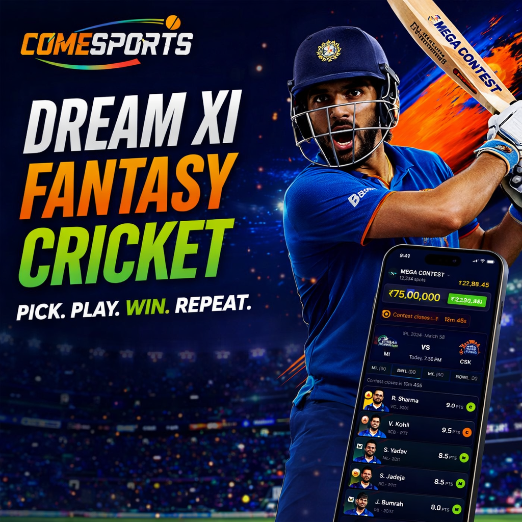 Come Cricket Link Dream XI fantasy cricket ad visual